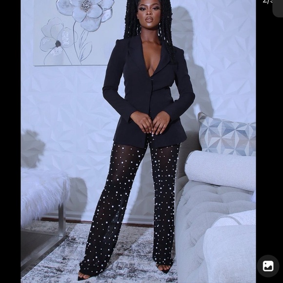 Rehab Couture Keri pant set in black. Small. - Picture 1 of 8